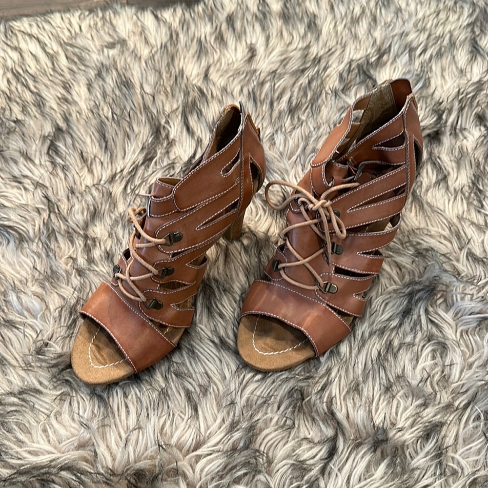 Lace up espadrille heels